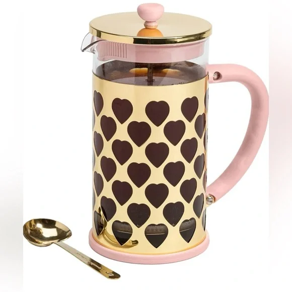 NWTs Paris Hilton French Press Coffee Maker With Heart Shaped Measuring Scoop. - Picture 3 of 12
